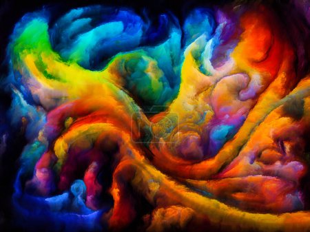 Foto de Serie Color Dream. Composición de formas pintadas de formas orgánicas, trazos, doblajes y parches de color sobre el tema del arte, la imaginación y el diseño. - Imagen libre de derechos