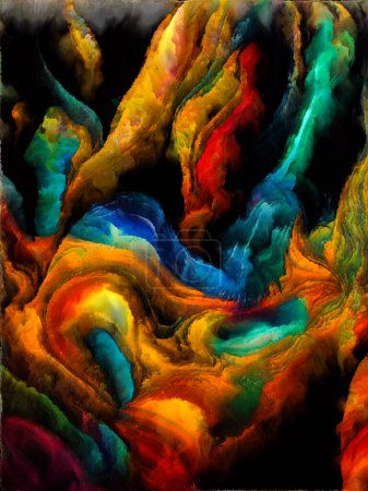 Foto de Serie Color Dream. Fondo abstracto de formas pintadas de formas orgánicas, trazos, doblajes y parches de color sobre el tema del arte, la imaginación y el diseño. - Imagen libre de derechos