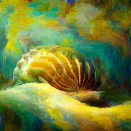 Téléchargez les photos : Dream of Nautilus series. Interplay of spiral structures, shell patterns, colors and abstract elements on the subject of sea life, nature, creativity, art and design. - en image libre de droit