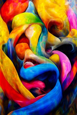 Foto de Serie abstracta colorida. Imagen de trazos y doblajes de pintura a color sobre el tema del arte, la creatividad y el diseño. - Imagen libre de derechos