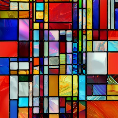 Téléchargez les photos : Rebirth of Stained Glass series. Conception d'arrière-plan de diverses textures de verre, couleurs et formes sur le sujet de la perception de la lumière, la créativité, l'art et le design. - en image libre de droit