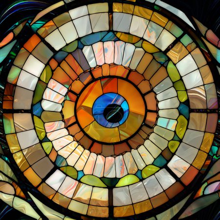 Photo for Rebirth of Stained Glass series. Design made of diverse glass textures, colors and shapes on the subject of light perception, creativity, art and design. - Royalty Free Image