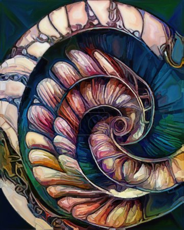 Foto de Dream of Seashell series. Interplay of spiral structures, shell patterns, colors and abstract elements on the subject of sea life, nature, creativity, art and design. - Imagen libre de derechos