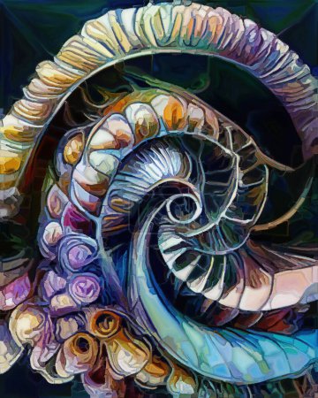 Photo for Colors of Nautilus Dream series. Abstract watercolor of organic design forms on the subject of poetry, imagination and art. - Royalty Free Image