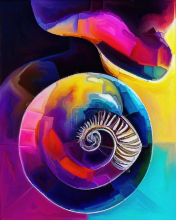Téléchargez les photos : Nautilus Dream series. Interplay of spiral structures, shell patterns, colors and abstract elements on the subject of sea life, nature, creativity, art and design. - en image libre de droit