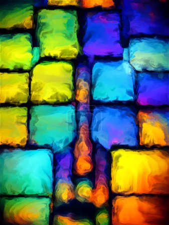 Photo for Canvas Stained Glass series. Background composition of shapes, strokes and dubs of color paint on the subject of art, creativity and design. - Royalty Free Image