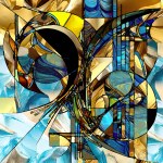 Rebirth of Stained Glass series. Artistic abstraction of diverse glass textures, colors and shapes on the subject of light perception, creativity, art and design.