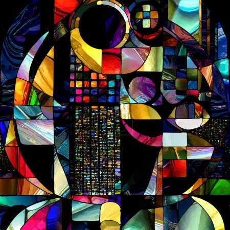 Foto de Rebirth of Stained Glass series. Backdrop design of diverse glass textures, colors and shapes on the subject of light perception, creativity, art and design. - Imagen libre de derechos
