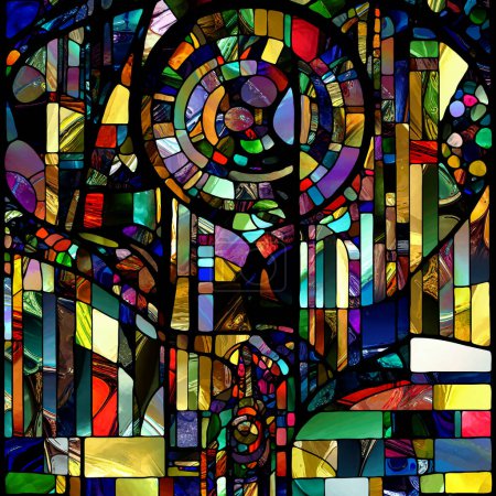 Foto de Rebirth of Stained Glass series. Backdrop design of diverse glass textures, colors and shapes on the subject of light perception, creativity, art and design. - Imagen libre de derechos