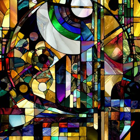 Photo for Rebirth of Stained Glass series. Backdrop design of diverse glass textures, colors and shapes on the subject of light perception, creativity, art and design. - Royalty Free Image