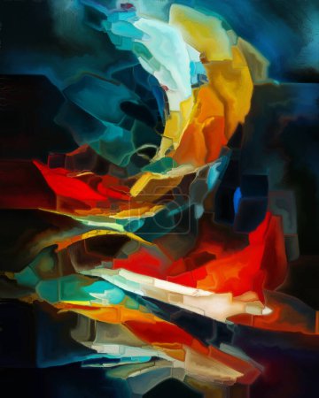 Foto de Serie abstracta colorida. Fondo de trazos y doblajes de pintura de color sobre el tema del arte, la creatividad y el diseño. - Imagen libre de derechos
