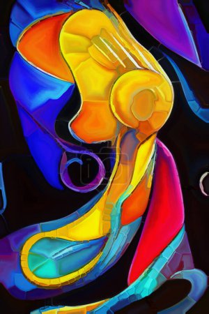 Foto de Serie abstracta colorida. Arreglo de trazos y doblajes de pintura de color sobre el tema del arte, la creatividad y el diseño. - Imagen libre de derechos