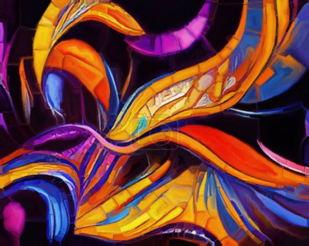 Foto de Serie Color Dream. Composición de formas pintadas de formas orgánicas, trazos, doblajes y parches de color sobre el tema del arte, la imaginación y el diseño. - Imagen libre de derechos