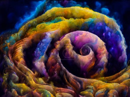 Foto de Serie Sueños en espiral. Arreglo de formas naturales surrealistas, texturas y colores sobre el tema del arte, la imaginación y los sueños. - Imagen libre de derechos