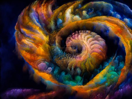 Foto de Serie Sueños en espiral. Arreglo de formas naturales surrealistas, texturas y colores sobre el tema del arte, la imaginación y los sueños. - Imagen libre de derechos