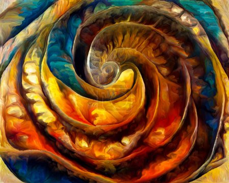 Foto de Nautilus Dream series. Interplay of spiral structures, shell patterns, colors and abstract elements on the subject of sea life, nature, creativity, art and design. - Imagen libre de derechos