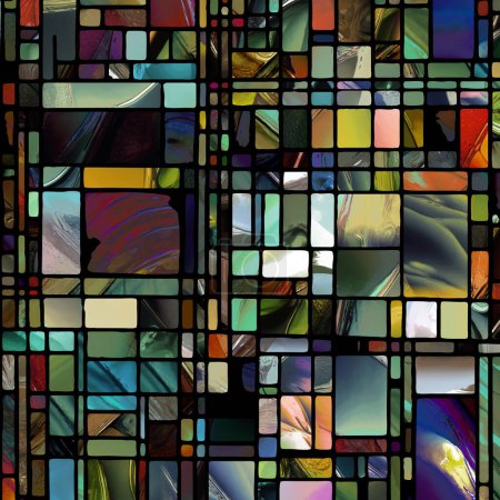 Photo for Sharp Stained Glass series. Design made of abstract color glass patterns on the subject of chroma, light and pattern perception, geometry of color and design. - Royalty Free Image