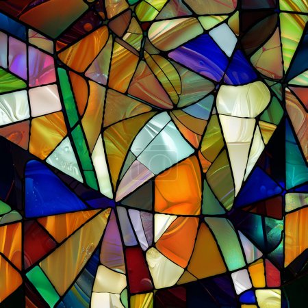 Photo for Rebirth of Stained Glass series. Arrangement of diverse glass textures, colors and shapes on the subject of light perception, creativity, art and design. - Royalty Free Image