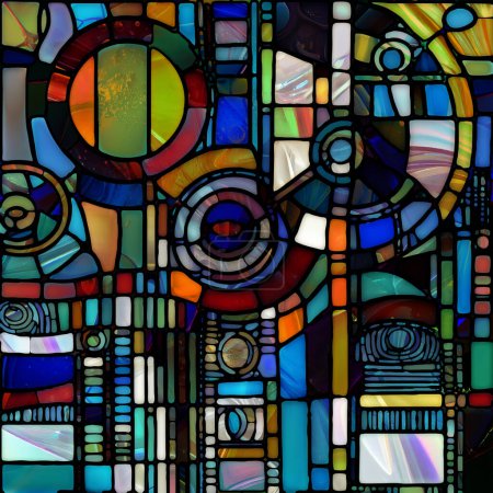 Téléchargez les photos : Rebirth of Stained Glass series. Arrangement de diverses textures, couleurs et formes de verre au sujet de la perception de la lumière, de la créativité, de l'art et du design. - en image libre de droit