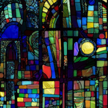 Photo for Rebirth of Stained Glass series. Backdrop of diverse glass textures, colors and shapes on the subject of light perception, creativity, art and design. - Royalty Free Image