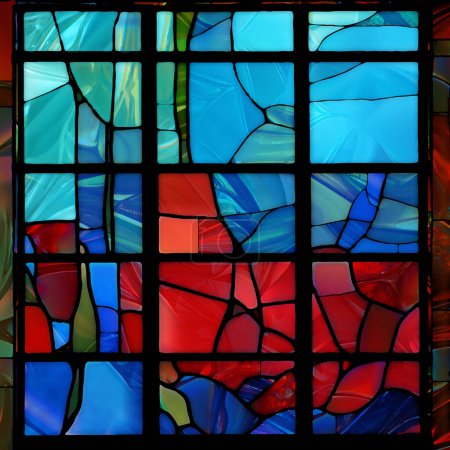 Rebirth of Stained Glass series. Composition of diverse glass textures, colors and shapes on the subject of light perception, creativity, art and design.