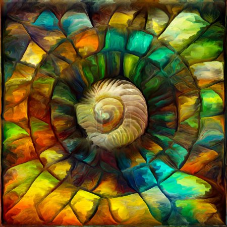 Téléchargez les photos : Dream of Nautilus series. Arrangement of spiral structures, shell patterns, colors and abstract elements on the subject of sea life, nature, creativity, art and design. - en image libre de droit