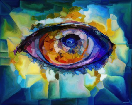 Foto de Serie Canvas Visión. Fondo de formas y fragmentos de ojos multicolores sobre el tema de la visión artística, la creatividad y el diseño. - Imagen libre de derechos