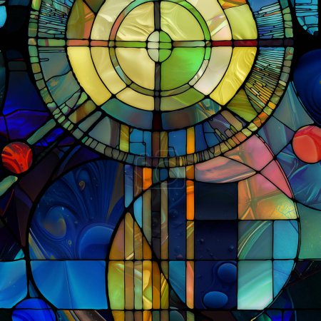 Photo for Rebirth of Stained Glass series. Design made of diverse glass textures, colors and shapes on the subject of light perception, creativity, art and design. - Royalty Free Image