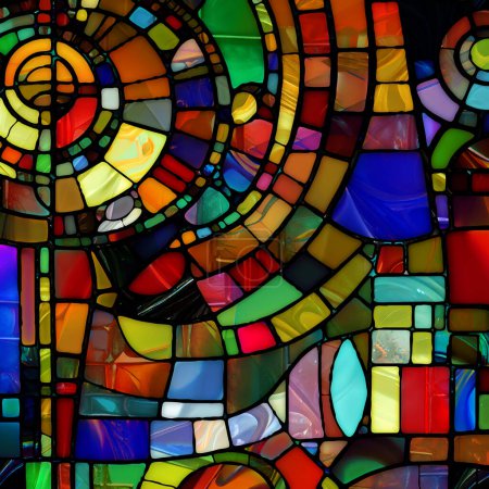 Téléchargez les photos : Rebirth of Stained Glass series. Conception d'arrière-plan de diverses textures de verre, couleurs et formes sur le sujet de la perception de la lumière, la créativité, l'art et le design. - en image libre de droit