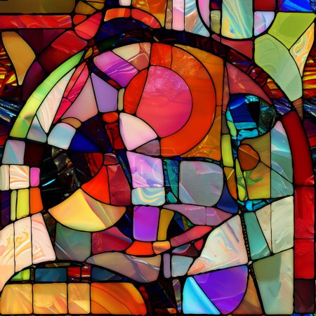 Photo for Rebirth of Stained Glass series. Background design of diverse glass textures, colors and shapes on the subject of light perception, creativity, art and design. - Royalty Free Image