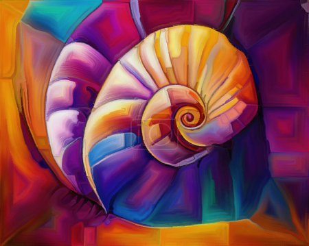 Téléchargez les photos : Dream of Nautilus series. Composition of spiral structures, shell patterns, colors and abstract elements on the subject of sea life, nature, creativity, art and design. - en image libre de droit