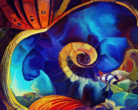 Foto de Serie Sueños en espiral. Interacción de formas naturales surrealistas, texturas y colores sobre el tema del arte, la imaginación y los sueños. - Imagen libre de derechos