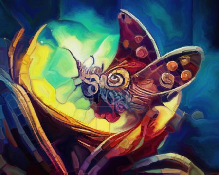 Foto de Serie Sueños de mariposas. Fondo compuesto por formas naturales surrealistas, texturas y colores sobre el tema del arte, la imaginación y los sueños. - Imagen libre de derechos