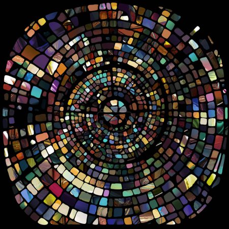 Foto de Serie de vidrieras afiladas. Composición de patrones abstractos de vidrio de color sobre el tema de la percepción de croma, luz y patrón, geometría de color y diseño. - Imagen libre de derechos