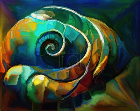 Photo for Nautilus Dream series. Interplay of spiral structures, shell patterns, colors and abstract elements on the subject of sea life, nature, creativity, art and design. - Royalty Free Image