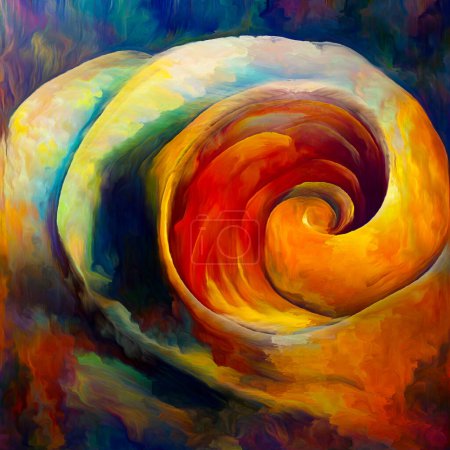 Foto de Dream of Nautilus series. Interplay of spiral structures, shell patterns, colors and abstract elements on the subject of sea life, nature, creativity, art and design. - Imagen libre de derechos