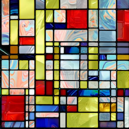 Téléchargez les photos : Rebirth of Stained Glass series. Image de diverses textures, couleurs et formes de verre au sujet de la perception de la lumière, de la créativité, de l'art et du design. - en image libre de droit
