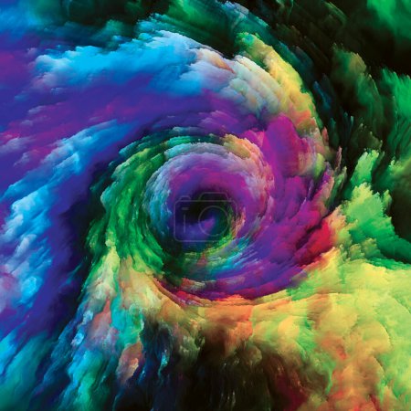 Photo for Color In Motion series. Composition of moving, swirling and flowing paint on canvas on the subject of chroma, light and motion perception, geometry of composition and design. - Royalty Free Image