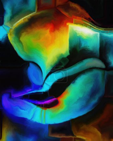 Foto de Serie abstracta colorida. Imagen de trazos y doblajes de pintura a color sobre el tema del arte, la creatividad y el diseño. - Imagen libre de derechos