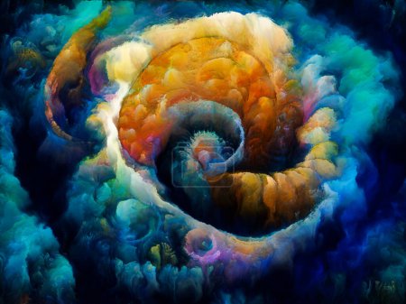 Foto de Serie Sueños en espiral. Diseño compuesto por formas naturales surrealistas, texturas y colores sobre el tema del arte, la imaginación y los sueños. - Imagen libre de derechos