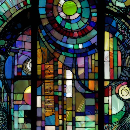 Téléchargez les photos : Rebirth of Stained Glass series. Composition de diverses textures, couleurs et formes de verre au sujet de la perception de la lumière, de la créativité, de l'art et du design. - en image libre de droit