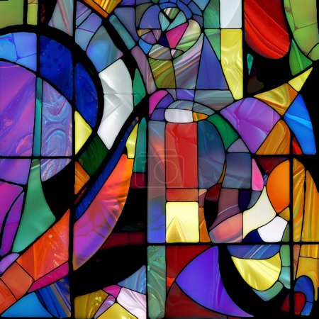 Téléchargez les photos : Rebirth of Stained Glass series. Composition de diverses textures, couleurs et formes de verre au sujet de la perception de la lumière, de la créativité, de l'art et du design. - en image libre de droit