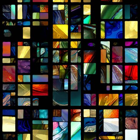 Téléchargez les photos : Rebirth of Stained Glass series. Backdrop composed of diverse glass textures, colors and shapes on the subject of light perception, creativity, art and design. - en image libre de droit