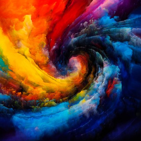 Photo for Color In Motion series. Design composed of moving, swirling and flowing paint on canvas on the subject of chroma, light and motion perception, geometry of composition and design. - Royalty Free Image