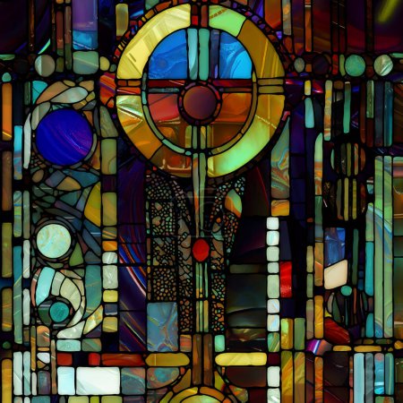 Foto de Rebirth of Stained Glass series. Abstract background made of diverse glass textures, colors and shapes on the subject of light perception, creativity, art and design. - Imagen libre de derechos
