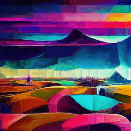 Téléchargez les photos : Landscapes of Color series. Arrangement of vibrant shapes and strokes on the subject of art, creativity and design. - en image libre de droit
