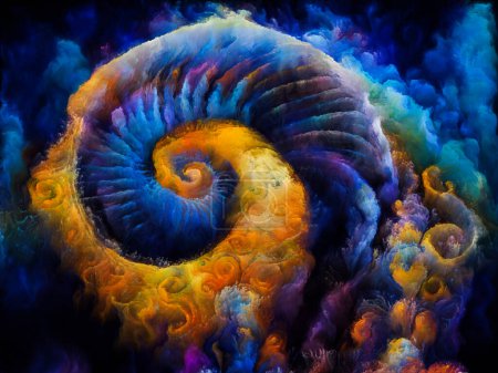 Foto de Serie Sueños en espiral. Composición de formas naturales surrealistas, texturas y colores sobre el tema del arte, la imaginación y los sueños. - Imagen libre de derechos