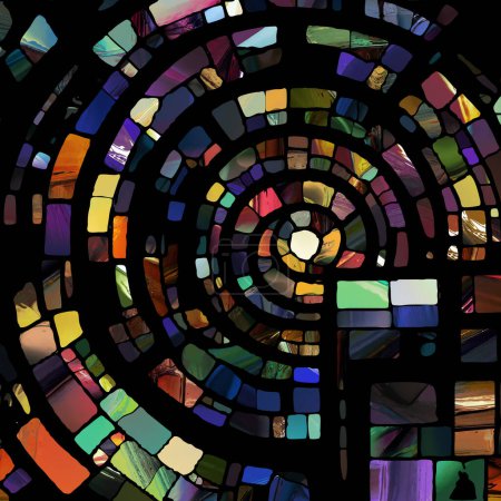 Photo for Sharp Stained Glass series. Abstract background made of abstract color glass patterns on the subject of chroma, light and pattern perception, geometry of color and design. - Royalty Free Image