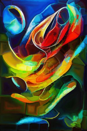 Foto de Serie abstracta colorida. Abstracción artística de trazos y doblajes de pintura de color sobre el tema del arte, la creatividad y el diseño. - Imagen libre de derechos