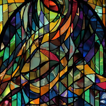 Foto de Serie de vidrieras afiladas. Diseño de fondo de patrones de vidrio de color abstracto sobre el tema de la percepción de croma, luz y patrón, geometría de color y diseño. - Imagen libre de derechos